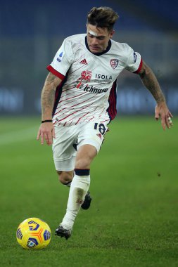 ROME, İtalya - 23.12.2020: N.NANDEZ (CAGLIARI) İtalyan Serie A Ligi 2020 futbol karşılaşmasında AS ROMA - CAGLIARI Olimpiyat Stadyumu 'nda