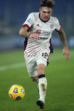 ROME, İtalya - 23.12.2020: N.NANDEZ (CAGLIARI) İtalyan Serie A Ligi 2020 futbol karşılaşmasında AS ROMA - CAGLIARI Olimpiyat Stadyumu 'nda