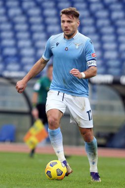 ROME, İtalya - 06.01.2021: Ciro Immobile (LAZIO) İtalyan Serie A Ligi 2020-2021 futbol karşılaşması sırasında SS LAZIO-FIORENTINA, Roma Olimpiyat Stadyumu 'nda