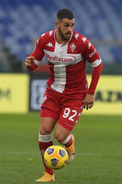 ROME, İtalya - 06.01.2021: V.EYSSERIC (FIORENTINA) İtalyan Serisi 2020-2021 futbol karşılaşmasında SS LAZIO - FIORENTINA arasındaki Olimpiyat Stadyumu 'nda