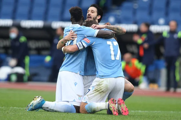 Řím Itálie 2021 Ciro Immobile Lazio Celebrates Goal Během Italského — Stock fotografie