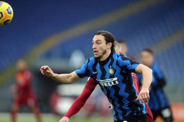 ROME, İtalya - 10.01.2021: DARMIAN İtalya Serie A Ligi 2020-2021 sezonunda Roma Olimpiyat Stadyumu 'nda AS ROMA FC INTER ile FC INTER arasında maç yapıyor