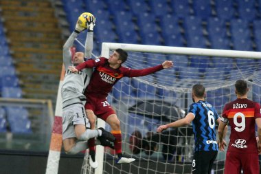 ROME, İtalya - 10.01.2021: Roma Olimpiyat Stadyumu 'nda AS ROMA - FC INTER arasında oynanan 2020-2021 İtalya Serie A Ligi maçında
