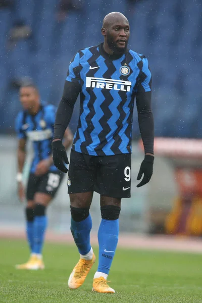 Rome Italië 2021 Lukaku Inter Actie Tijdens Italiaanse Serie League — Stockfoto