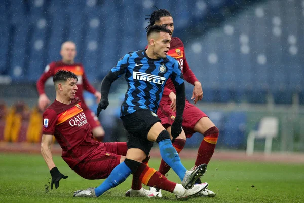 Rome Itália 2021 Lautaro Martinez Inter Ação Durante Jogo Futebol — Fotografia de Stock