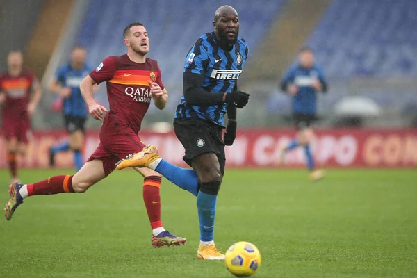 Rome Italië 2021 Lukaku Inter Actie Tijdens Italiaanse Serie League — Stockfoto