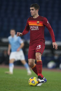 ROME, İtalya - 15.01.2021: GIANLUCA MANCINI (ROMA) İtalyan Serie A Ligi 2020-2021 futbol karşılaşması sırasında Roma 'daki Olimpiyat Stadyumu' nda SS LAZIO - AS ROMA arasındaki maçta görev aldı.