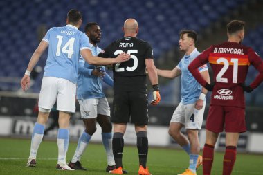 ROME, İtalya - 15.01.2021: Pepe Reina (Lazio) İtalya Serie A Ligi 2020-2021 sezonunda Roma 'daki Olimpiyat Stadyumu' nda SS LAZIO ile AS ROMA arasında oynanan maçta görev aldı.
