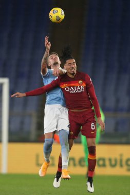 ROME, İtalya - 15.01.2021: Milinkoviç-Saviç (LAZIO), İtalya Serie A Ligi 2020-2021 futbol karşılaşmasında SMILLING Roma Olimpiyat Stadyumu 'nda SS LAZIO AS ROMA' ya karşı
