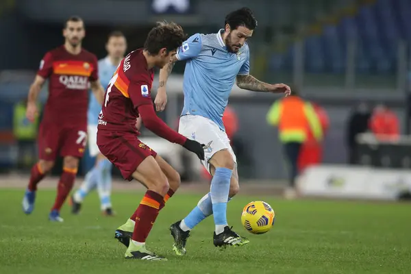 Rome Італія 2021 Gonzalo Villar Roma Луїс Альберто Lazio Під — стокове фото