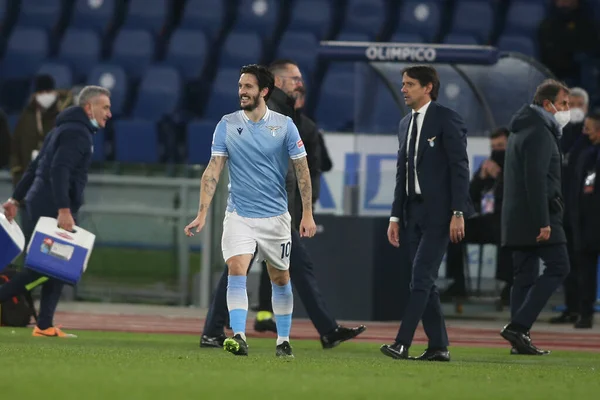 Rome Italië 2021 Luis Alberto Lazio Score Doel Celebrate Tijdens — Stockfoto