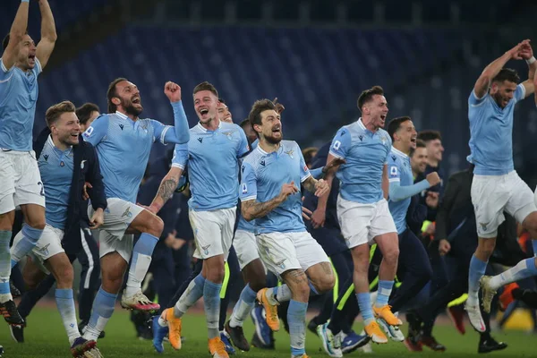 Roma Italia 2021 Lazio Celebrate Victory Final Del Derby Liga — Foto de Stock