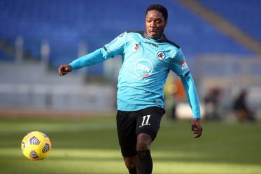 ROME, İtalya - 23.01.2021: GYASI (SPEZIA) İtalyan Serisi 2020-2021 sezonunda Roma 'daki Olimpiyat Stadyumu' nda AS ROMA ile SPEZIA arasında oynanan futbol karşılaşmasında