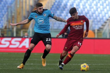 ROME, İtalya - 23.01.2021: CHABOT, ZALO VILLAR (ROMA), Roma 'daki Olimpiyat stadyumunda AS ROMA - SPEZIA arasında oynanan İtalya Serisi 2020-2021 futbol karşılaşması sırasında