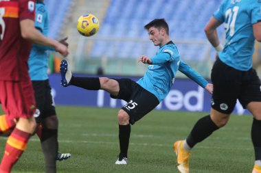 ROME, İtalya - 23.01.2021: MAGGIORE (SPEZIA) İtalyan Serie A Ligi 2020-2021 sezonunda Roma 'daki Olimpiyat Stadyumu' nda AS ROMA ile SPEZIA arasında oynanan karşılaşmada