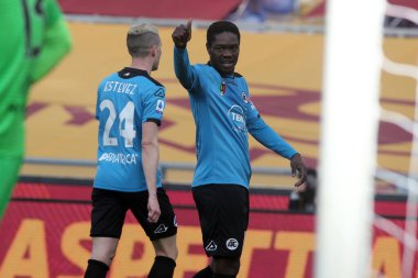 ROME, İtalya - 23.01.2021: PICCOLI Roma 'daki Olimpiyat stadyumunda AS ROMA - SPEZIA arasında oynanan 2020-2021 sezonunda golü attı ve bunu kutladı.