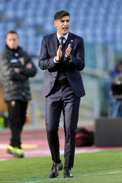 Roma Italia 2021 Paulo Fonseca Roma Acción Durante Partido Fútbol —  Fotos de Stock