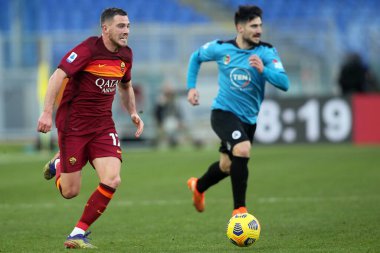 ROME, İtalya - 23.01.2021: JORDAN VERETOut (ROMA) İtalyan Serie A Ligi 2020-2021 futbol karşılaşması sırasında Roma 'daki Olimpiyat Stadyumu' nda AS ROMA - SPEZIA