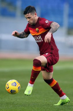 ROME, İtalya - 23.01.2021: Roma 'daki Olimpiyat Stadyumu' nda AS ROMA - SPEZIA arasında oynanan 2020-2021 İtalya Serie A Ligi maçı sırasında