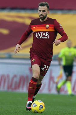 ROME, İtalya - 23.01.2021: BORJA MAYORAL (ROMA) İtalyan Serie A Ligi 2020-2021 futbol karşılaşması sırasında Roma 'daki Olimpiyat stadyumunda AS ROMA - SPEZIA