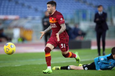 ROME, İtalya - 23.01.2021: CARLES PEREZ (ROMA) İtalyan Serisi 2020-2021 sezonunda Roma 'daki Olimpiyat stadyumunda AS ROMA ile SPEZIA arasında oynanan futbol karşılaşmasında