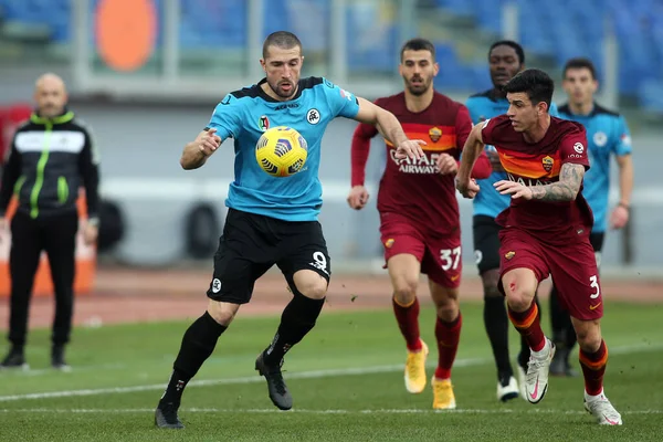 Řím Itálie 2021 Galabinov Roger Ibanez Roma Akci Italském Stadionu — Stock fotografie