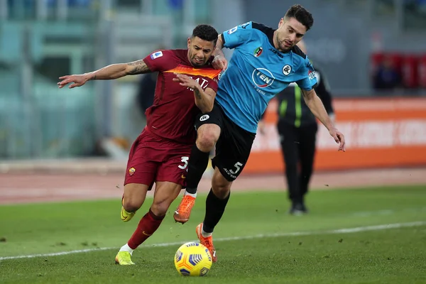 Roma Itália 2021 Bruno Peres Roma Marchizza Ação Durante Jogo — Fotografia de Stock