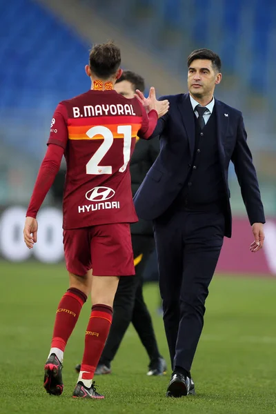 Рим Италия 2021 Пауло Фонсека Roma Борха Майорал Рим Celebrate — стоковое фото