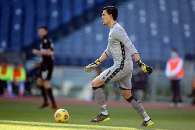 ROME, İtalya - 20.02.2021: Emil Audero (Sampdoria) İtalyan Serie A Ligi 2021 'de SS LAZIO - S SAMPDORIA arasında oynanan karşılaşma sırasında, Rom Olimpiyat Stadyumu' nda