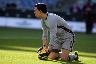 ROME, İtalya - 20.02.2021: Emil Audero (Sampdoria) İtalyan Serie A Ligi 2021 'de SS LAZIO - S SAMPDORIA arasında oynanan karşılaşma sırasında, Rom Olimpiyat Stadyumu' nda