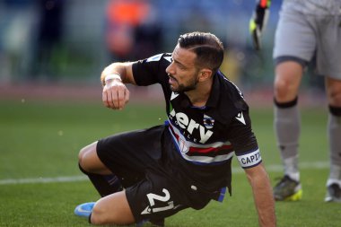 ROME, İtalya - 20.02.2021: F.Quagliarella (Sampdoria), İtalya Serie A Ligi 2021 'de SS LAZIO - S SAMPDORIA arasında oynanan karşılaşmada, Rom Olimpiyat Stadyumu' nda
