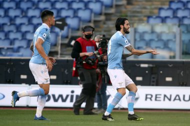 ROME, İtalya - 20.02.2021: İtalyan Serie A Ligi 2021 'de SS LAZIO-S SMPDORIA arasında oynanan karşılaşma sırasında Rom Olimpiyat Stadyumu' nda oynandı.