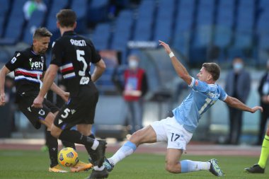 ROME, İtalya - 20.02.2021: Ciro Immobile (LAZIO) İtalyan Serie A Ligi 2021 sezonunda SS LAZIO - S SAMPDORIA arasında Olimpiyat Stadyumu 'nda oynanan karşılaşmada