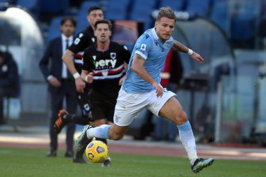 ROME, İtalya - 20.02.2021: Ciro Immobile (LAZIO) İtalyan Serie A Ligi 2021 sezonunda SS LAZIO - S SAMPDORIA arasında Olimpiyat Stadyumu 'nda oynanan karşılaşmada