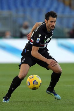 ROME, İtalya - 20.02.2021: CANDREVA İtalyan Serie A Ligi 2021 'de SS LAZIO-S SMPDORIA arasındaki futbol maçı sırasında, Roma Olimpiyat Stadyumu' nda