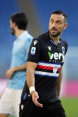 ROME, İtalya - 20.02.2021: F.Quagliarella (Sampdoria), İtalya Serie A Ligi 2021 'de SS LAZIO - S SAMPDORIA arasında oynanan karşılaşmada, Rom Olimpiyat Stadyumu' nda