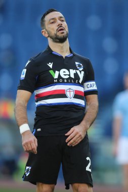 ROME, İtalya - 20.02.2021: F.Quagliarella (Sampdoria), İtalya Serie A Ligi 2021 'de SS LAZIO - S SAMPDORIA arasında oynanan karşılaşmada, Rom Olimpiyat Stadyumu' nda