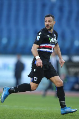 ROME, İtalya - 20.02.2021: İtalyan Serie A Ligi 2021 'de SS LAZIO-S SMPDORIA arasında oynanan karşılaşma sırasında Rom Olimpiyat Stadyumu' nda oynandı.