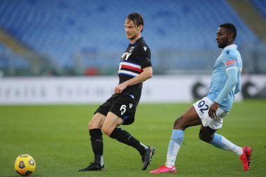 ROME, İtalya - 20.02.2021: İtalyan Serie A Ligi 2021 'de SS LAZIO-S SMPDORIA arasında oynanan karşılaşma sırasında Rom Olimpiyat Stadyumu' nda oynandı.