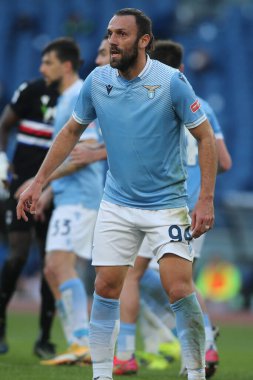 ROME, İtalya - 20.02.2021: MURIQI İtalyan Serie A Ligi 2021 'de SS LAZIO-S SMPDORIA arasındaki futbol maçında, Rom Olimpiyat Stadyumu' nda