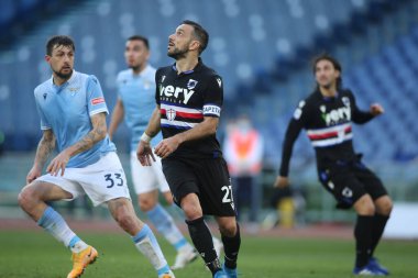 ROME, İtalya - 20.02.2021: F.Quagliarella (Sampdoria), İtalya Serie A Ligi 2021 'de SS LAZIO - S SAMPDORIA arasında oynanan karşılaşmada, Rom Olimpiyat Stadyumu' nda