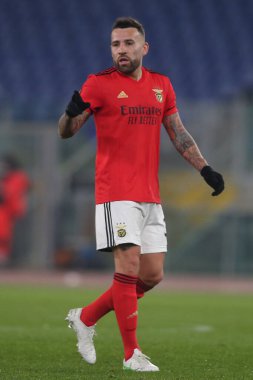 Roma, İtalya - 18 / 02 / 2021: Roma 'daki Olimpiyat Stadyumu' nda BENFICA ile ARSENAL arasında oynanan 32 futbol karşılaşmasının UEFA EUROPE LeAGUE 20 / 21.