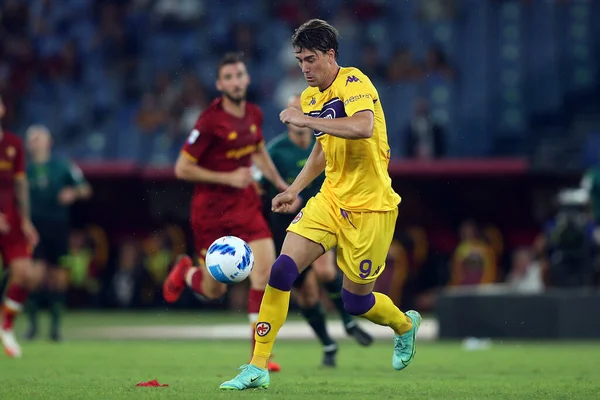 Roma Italia 2021 Dusa Vlahovic Fiorentina Acción Durante Partido Fútbol — Foto de Stock