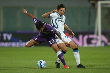 FLORENCE, İtalya - 21 Eylül 2021 tarihinde Floransa 'daki Artemio Franchi Stadyumu' nda ACF FIORENTINA-INS INTER FC arasındaki Serie A İtalya futbol karşılaşması sırasında 21.09.2021