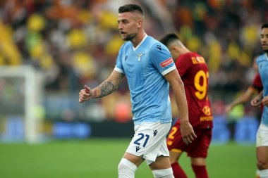 ROME, İtalya - 26.09.2021: MILINKOVIC SAVIC (LAZIO) İtalyan Serisi sırasında eylem halindedir.