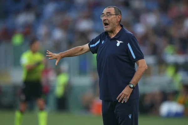 Rzym Włochy 2021 Maurizio Sarri Coach Lazio Akcji Podczas Włoskiego — Zdjęcie stockowe