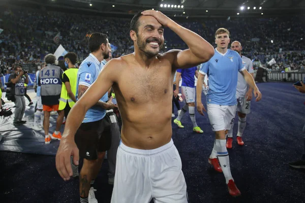 Rome Italy 2021 Pedro Lazio Celebrates Victory End Italian Serie — Stock Photo, Image