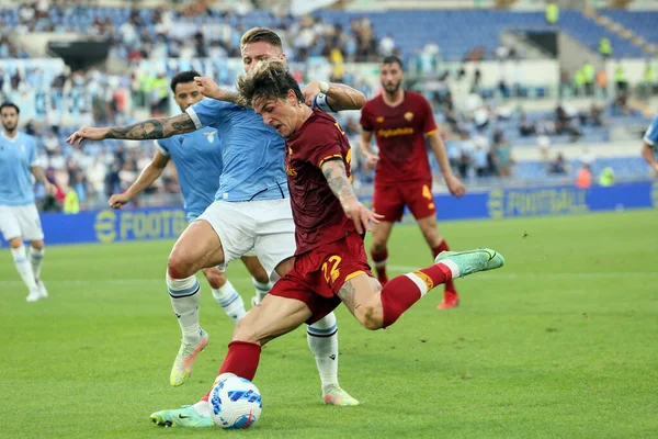 Rome Italie 2021 Ciro Immobile Lazio Nicolo Zaniolo Roma Action — Photo