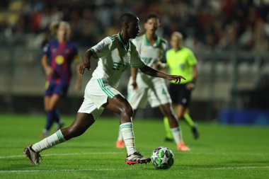 Rme, İtalya 15 Ekim 2025: Romanlardan Shukurat Oladipo, Roma 'daki Tre Fontane Stadyumu' nda AS Roma FC Barcellona 'ya karşı FC Barcellona arasındaki 2025 / 26 UEFA Kadınlar Şampiyonlar Ligi - 2.