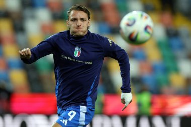 Udine, İtalya 14 Ekim 2025: İtalyan Mateo Retegui, Udine 'deki Friuli Stadyumu' nda İtalya ile İsrail arasında oynanan Avrupa Ön eleme Turnuvası 2026 Dünya Kupası - Grup 1.